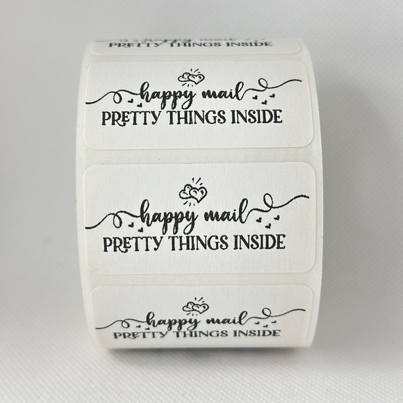 Happy mail sticker | pretty things inside sticker | shipping supplies 2in - Picture 4 of 6
